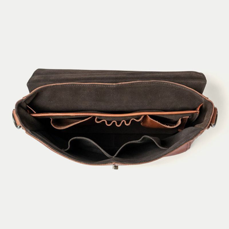 Män Pu Läder Multifunktion Vintage 156 Tums Bärbar Dator Stöldskyddsväska Messenger Bag Crossbody Bag