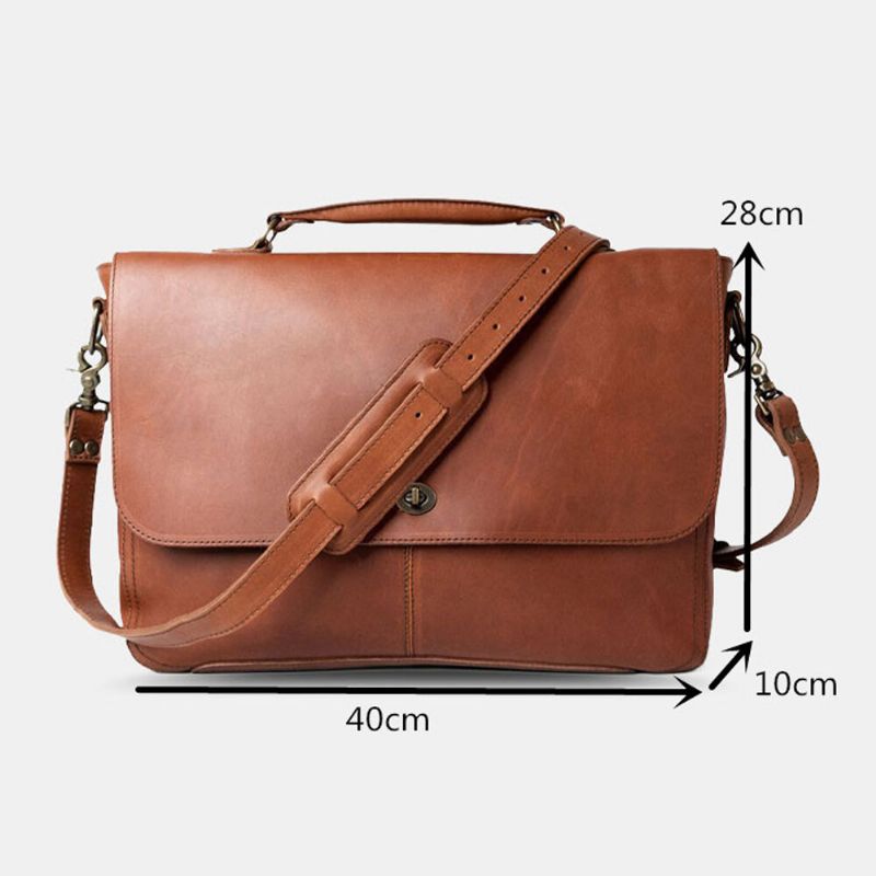 Män Pu Läder Multifunktion Vintage 156 Tums Bärbar Dator Stöldskyddsväska Messenger Bag Crossbody Bag