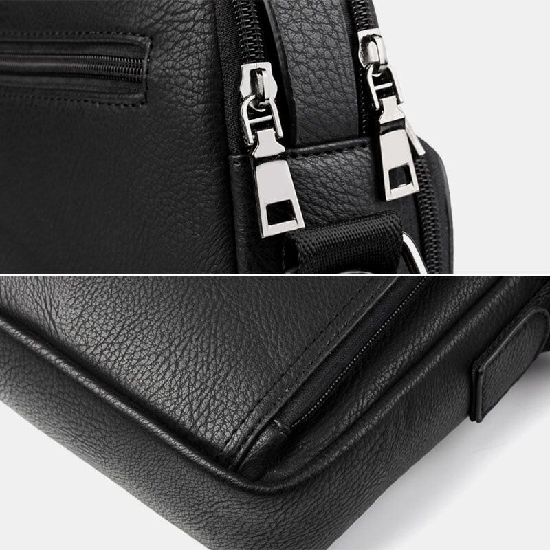 Män Pu-läder Multifunktionell Multi-fick Crossbody-väska Med Stor Kapacitet Lärarväska