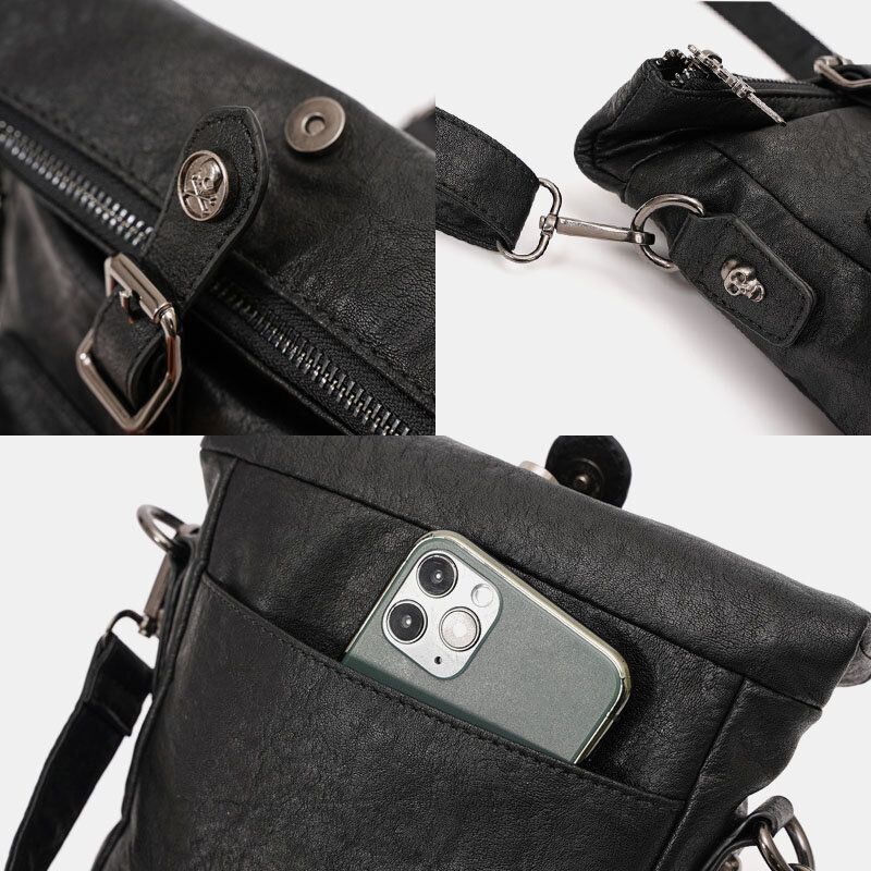 Män Pu Läder Vintage 63 Tums Telefonväska Small Crossbody-väskor Axelväska