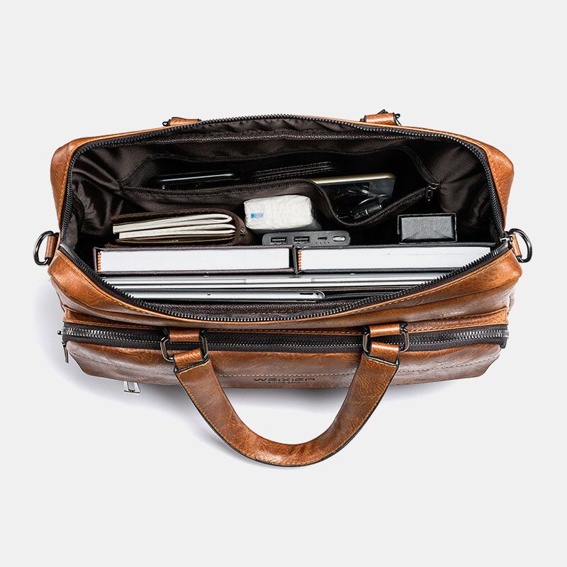 Män Stor Kapacitet Vintage 13 Tums Datorväska Messenger Bag Crossbody-väskor Axelväska Portfölj