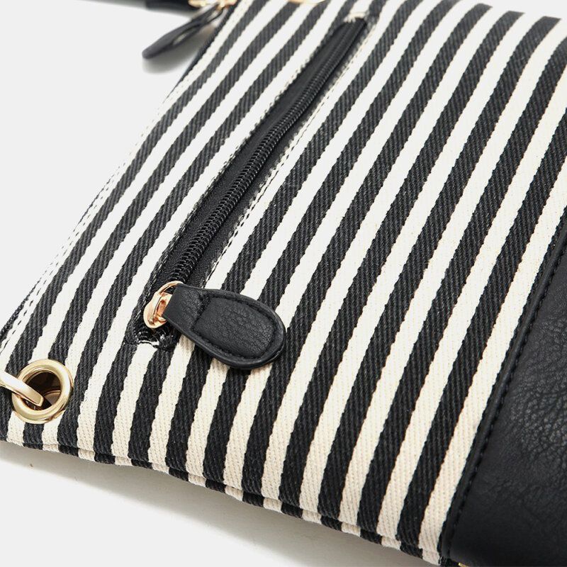 Randig Tofs För Kvinnor Casual Canvas Crossbody-väska Axelväska