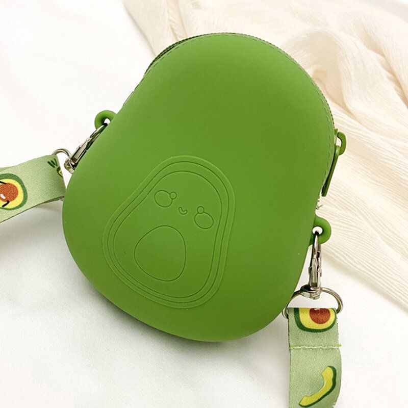 Söt Strawberry Avocado Rubber Crossbody-väska För Kvinnor