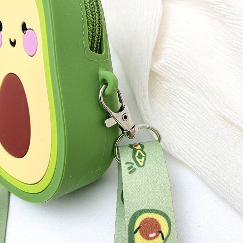 Söt Strawberry Avocado Rubber Crossbody-väska För Kvinnor