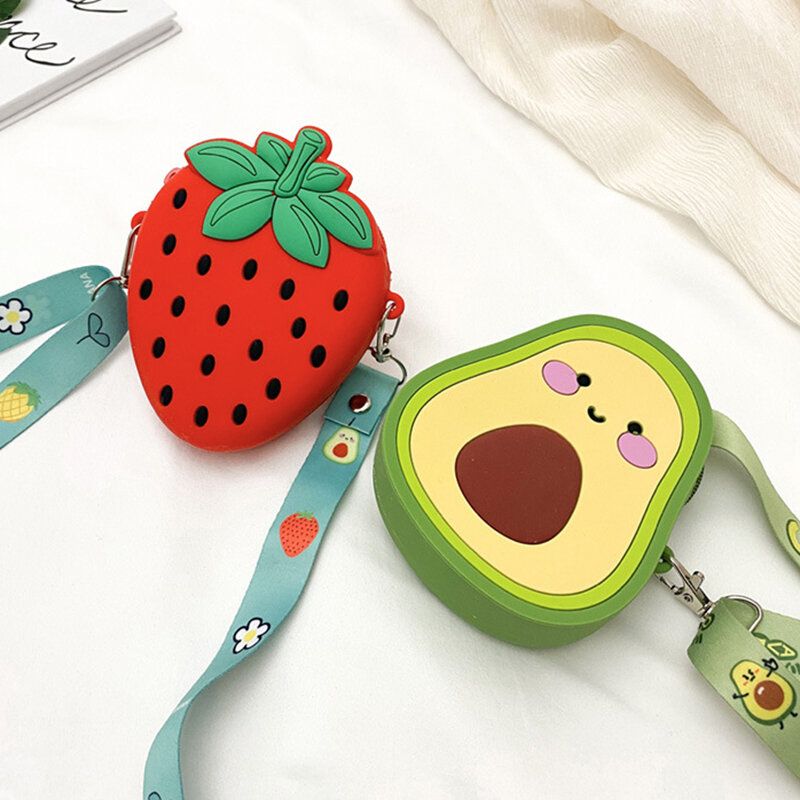 Söt Strawberry Avocado Rubber Crossbody-väska För Kvinnor