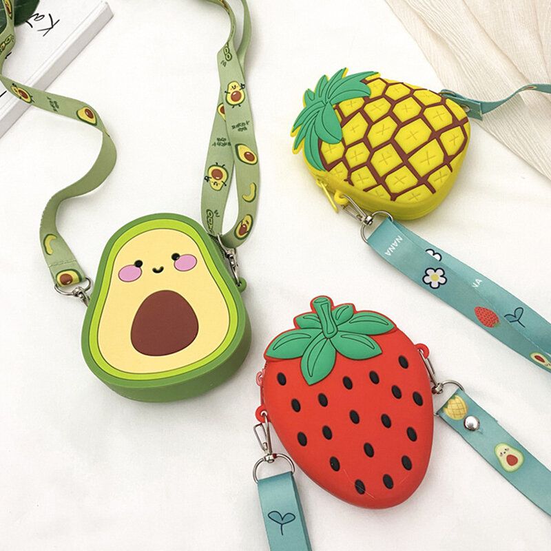 Söt Strawberry Avocado Rubber Crossbody-väska För Kvinnor