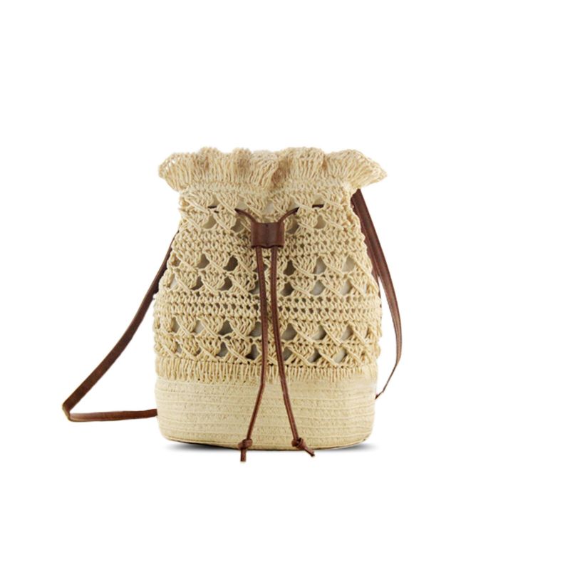 Strawn Bohemian Snygg Lättvikt Crossbody Bag Beach Bucket Bag