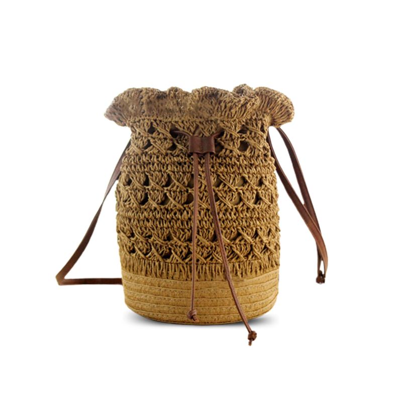 Strawn Bohemian Snygg Lättvikt Crossbody Bag Beach Bucket Bag