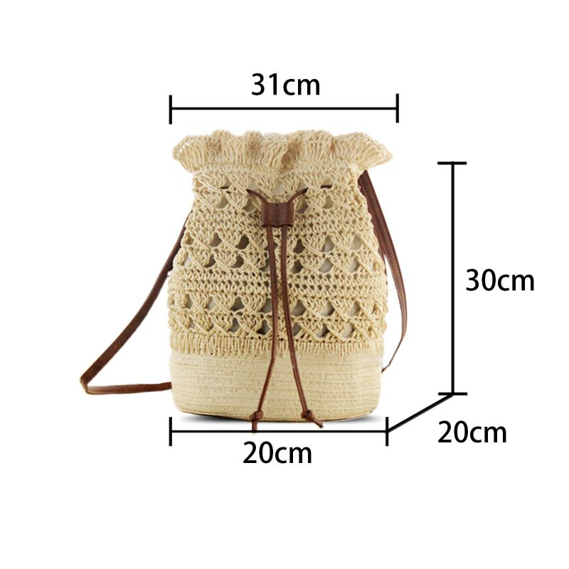 Strawn Bohemian Snygg Lättvikt Crossbody Bag Beach Bucket Bag