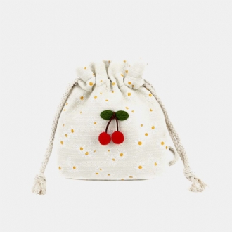 Summer Cherry Prickig Rund Halm Crossbody Bag Axelväska