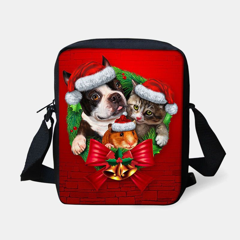 Unisex Barn Jul Söt Hund Katt Djurtryck Liten Crossbody Väska Handväska