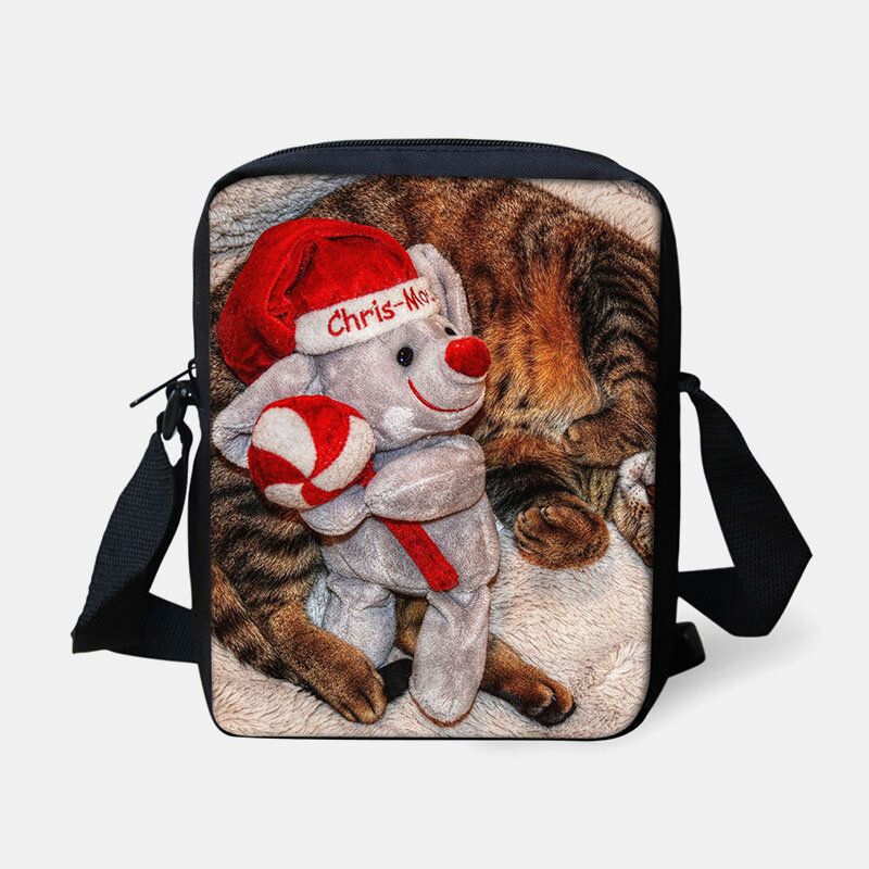 Unisex Barn Jul Söt Hund Katt Djurtryck Liten Crossbody Väska Handväska