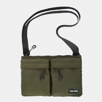 Unisex Dubbel Frontficka Med Dragkedja Crossbody-väskor Nylon Casual Enkel Slitstark Axelväska