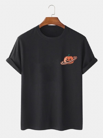 100% Bomull För Män Halloween Pumpatryck Kortärmade T-shirts