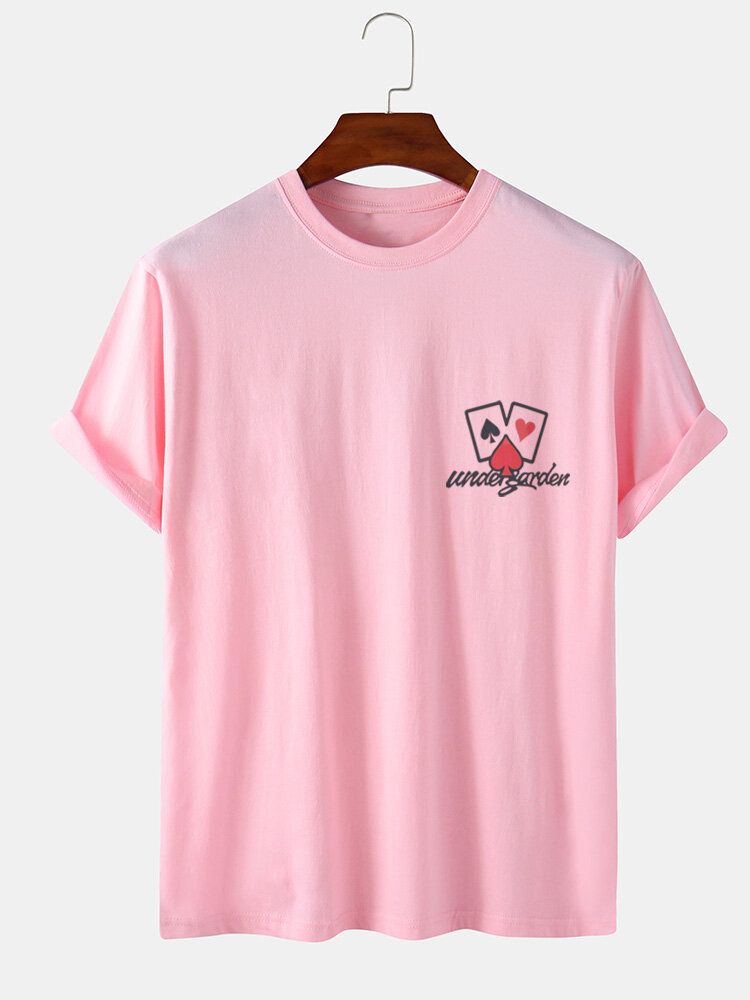 Casual 100% Bomull Män Kortärmade T-shirts Med Kortärmade Pokerbrösttryck