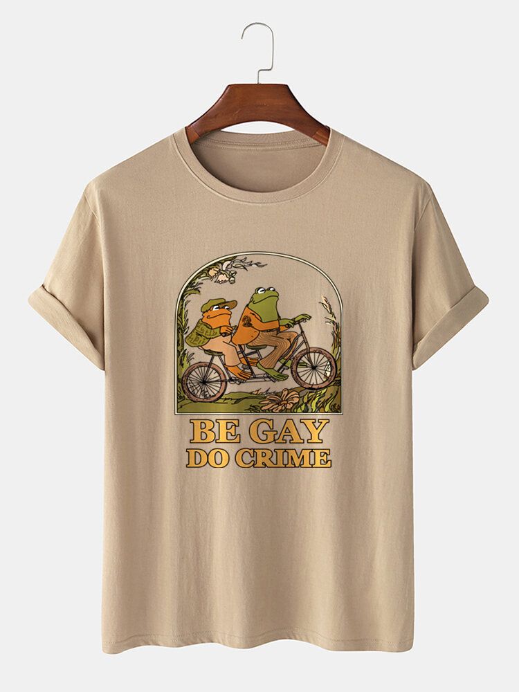 Casual Bomullsgroda Tecknade Kortärmade T-shirts För Män