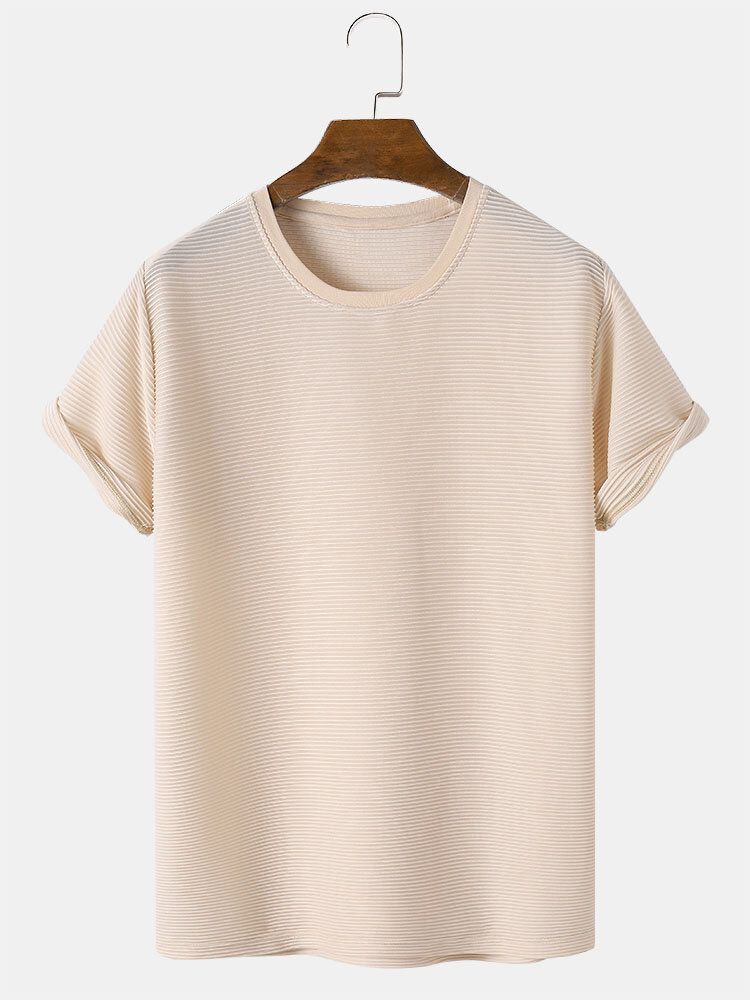 Enfärgad Konsistens För Män Med Rund Hals Kort Ärm Basic T-shirts