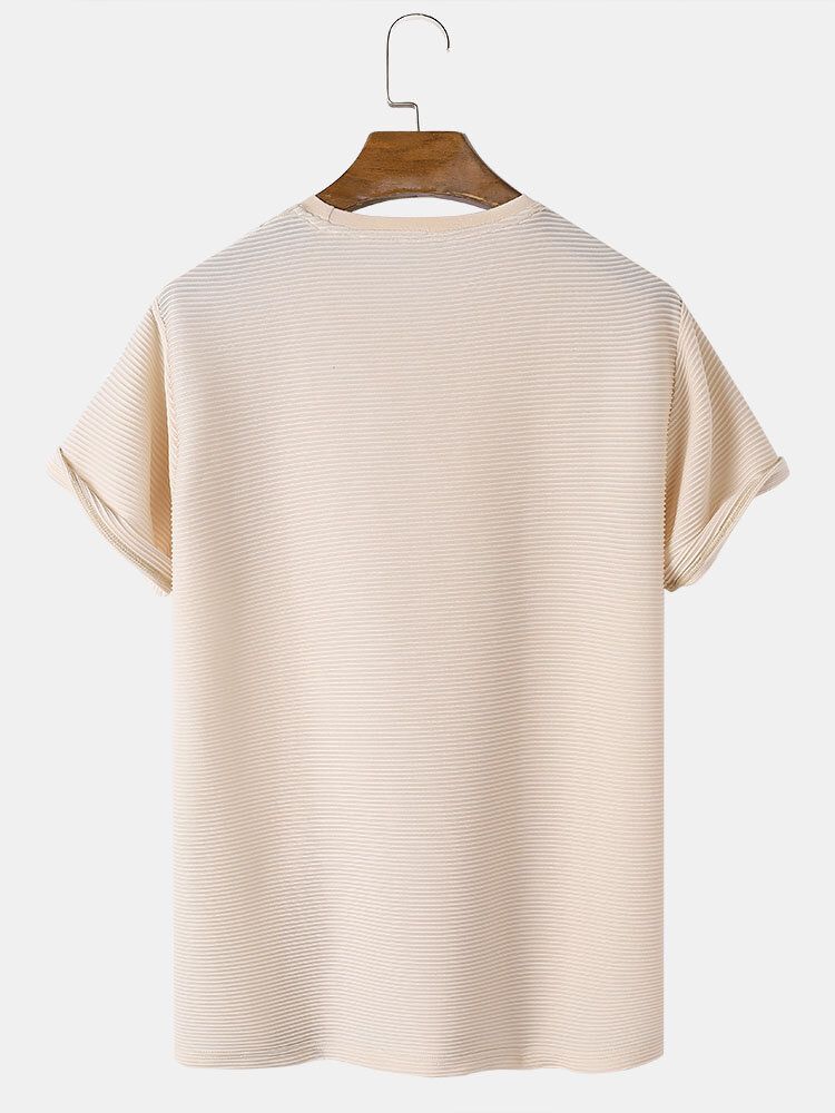 Enfärgad Konsistens För Män Med Rund Hals Kort Ärm Basic T-shirts