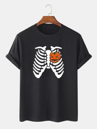 Halloween Roliga Pumpatryckta T-shirts I Bomull För Män