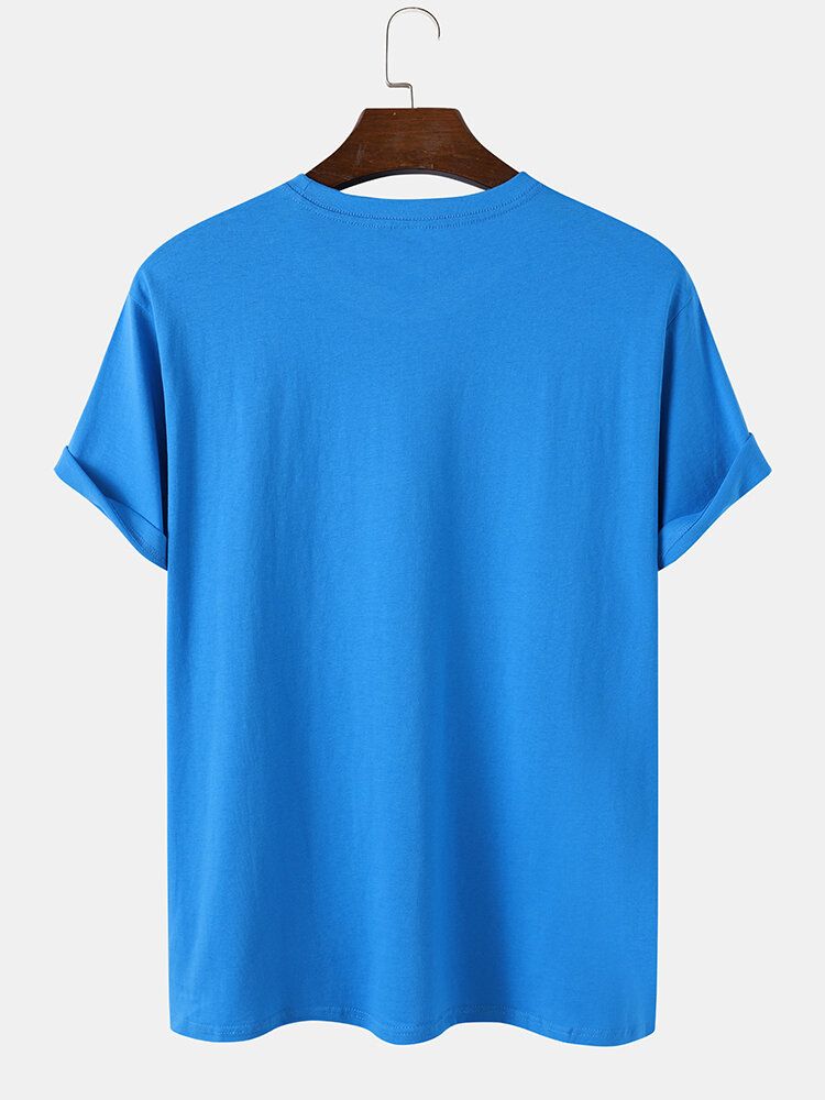 Handslogantryck För Män 100% Bomull Casual Lös Kortärmad T-shirt