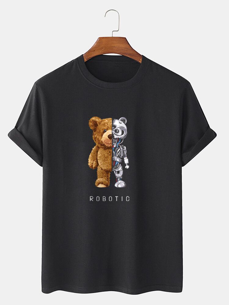 Herr 100% Bomull Bear Graphics Kortärmad T-shirt