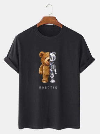 Herr 100% Bomull Bear Graphics Kortärmad T-shirt