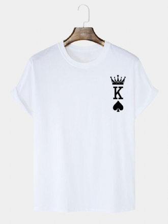 Herr 100% Bomull Crown King Of Spades T-shirts Med Pokertryck