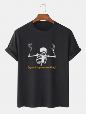 Herr 100% Bomull Halloween Skelett-bokstavstryck Kortärmade T-shirts