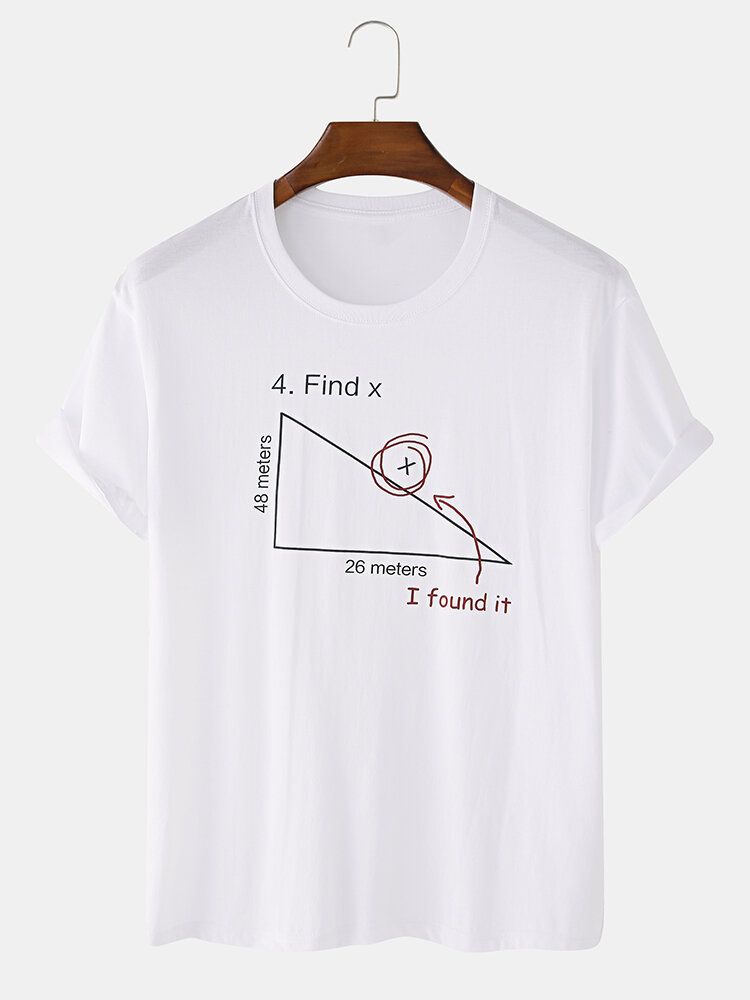 Herr 100% Bomull Matematik Geometri Print Kortärmade T-shirts