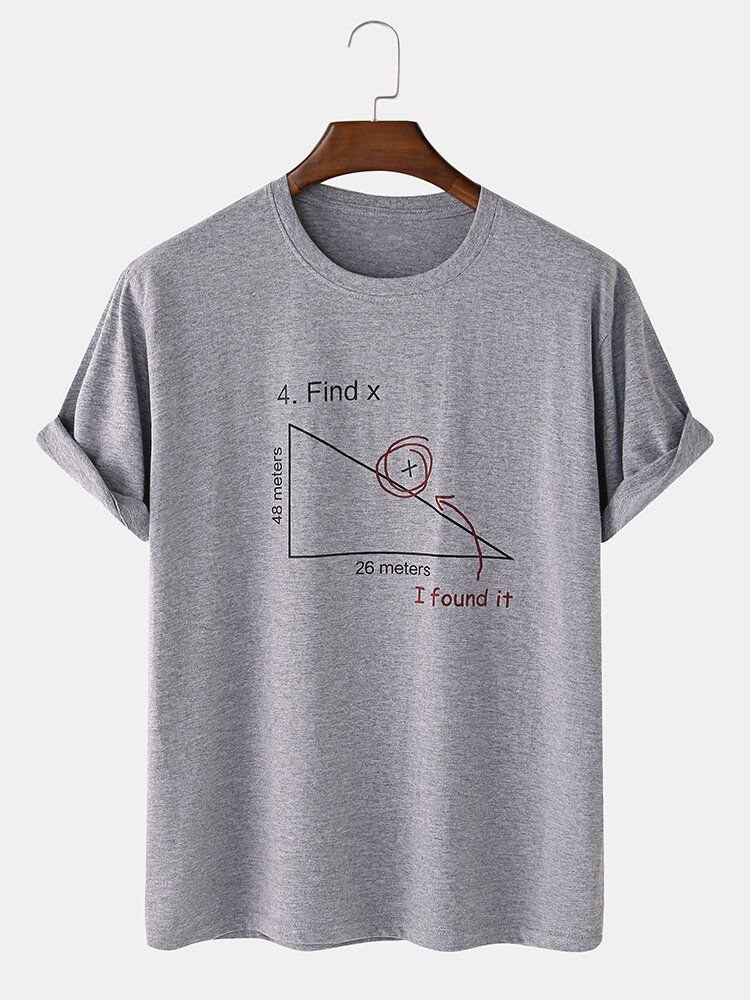 Herr 100% Bomull Matematik Geometri Print Kortärmade T-shirts