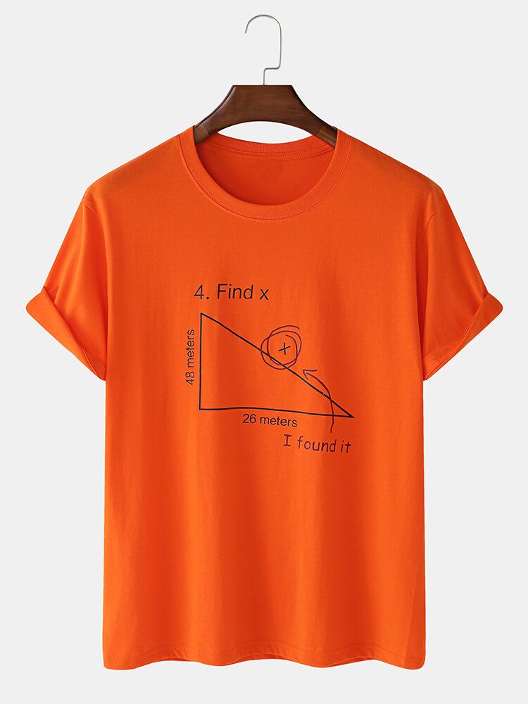 Herr 100% Bomull Matematik Geometri Print Kortärmade T-shirts