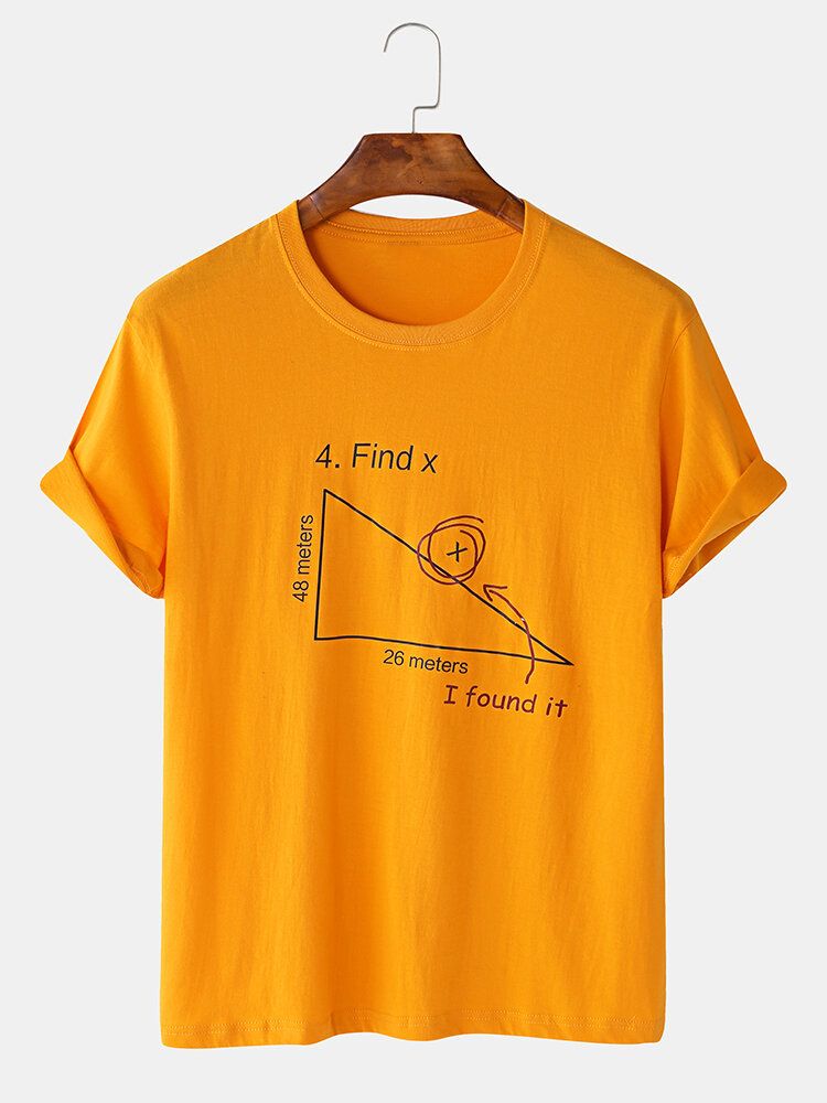 Herr 100% Bomull Matematik Geometri Print Kortärmade T-shirts