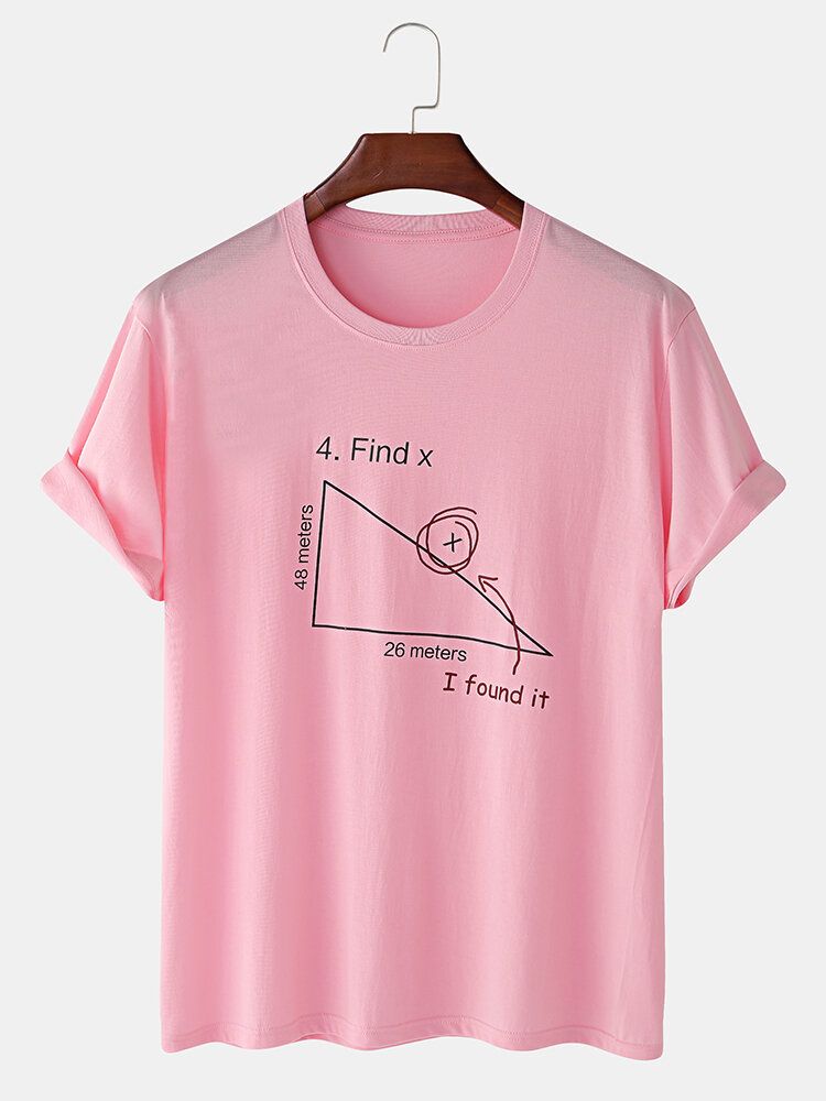 Herr 100% Bomull Matematik Geometri Print Kortärmade T-shirts