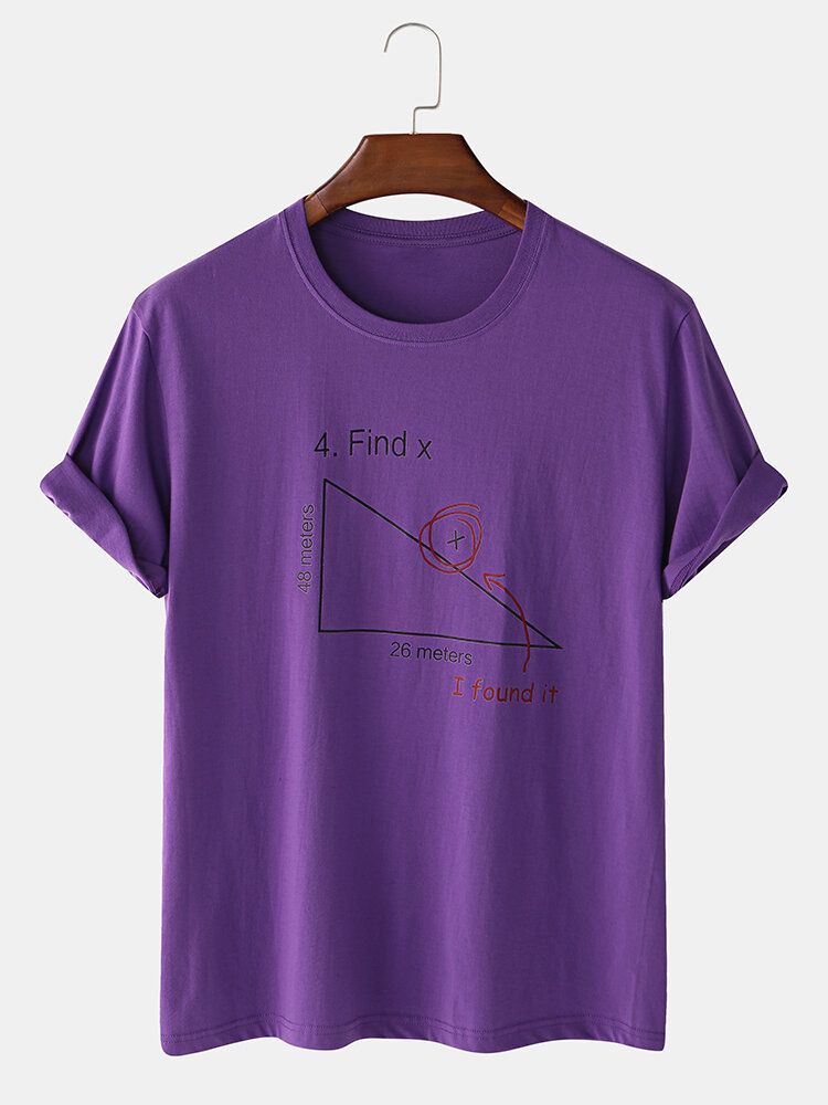 Herr 100% Bomull Matematik Geometri Print Kortärmade T-shirts