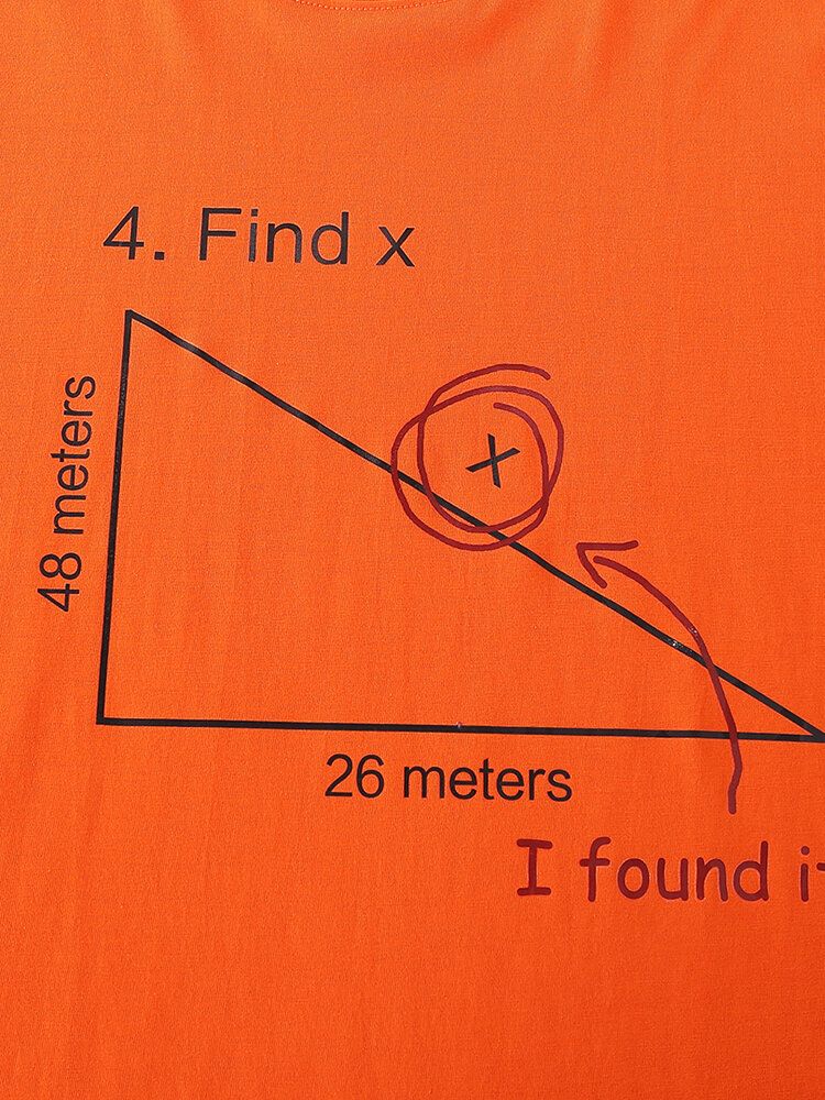 Herr 100% Bomull Matematik Geometri Print Kortärmade T-shirts