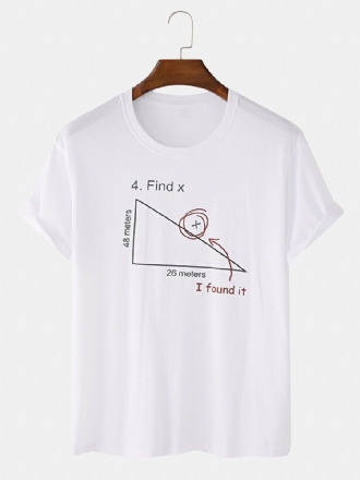 Herr 100% Bomull Matematik Geometri Print Kortärmade T-shirts