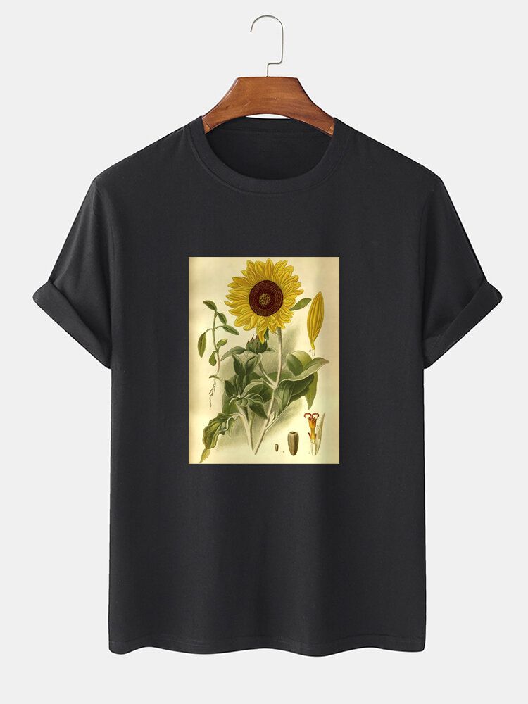 Herr 100% Bomull Med Blommönster Med Kortärmade T-shirts