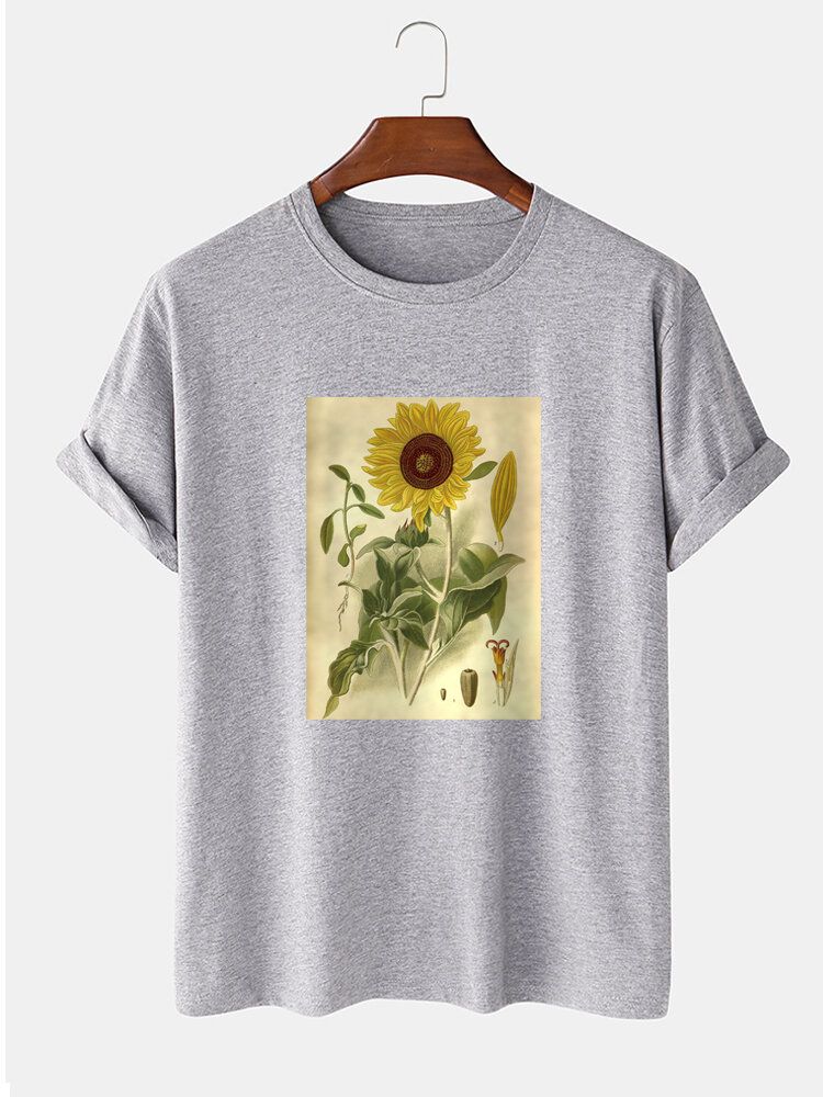 Herr 100% Bomull Med Blommönster Med Kortärmade T-shirts