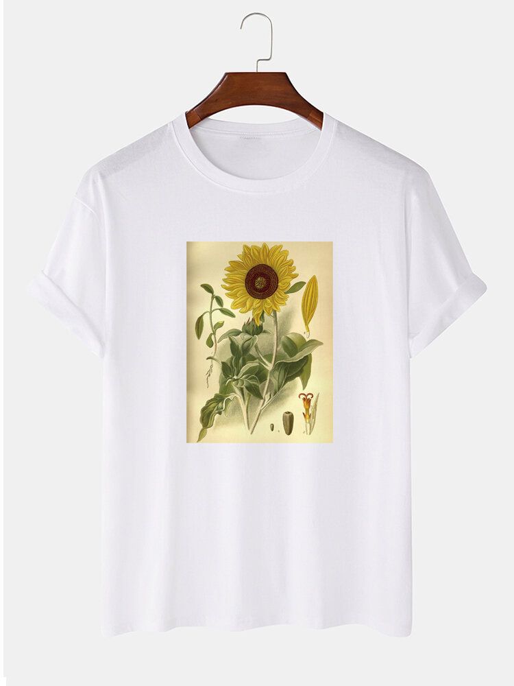 Herr 100% Bomull Med Blommönster Med Kortärmade T-shirts