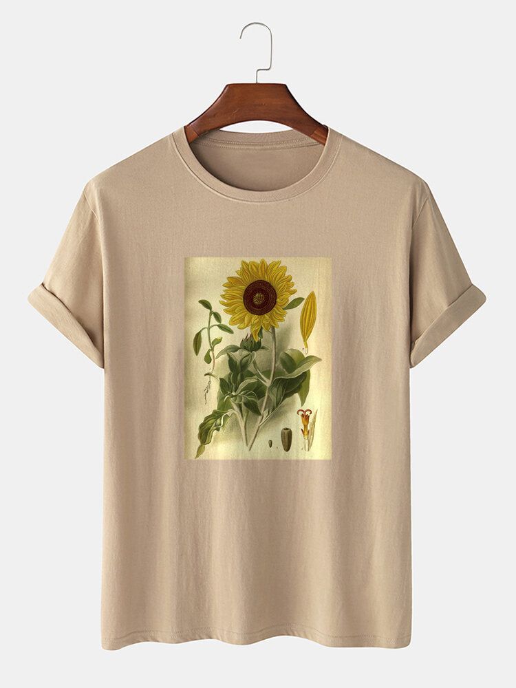 Herr 100% Bomull Med Blommönster Med Kortärmade T-shirts