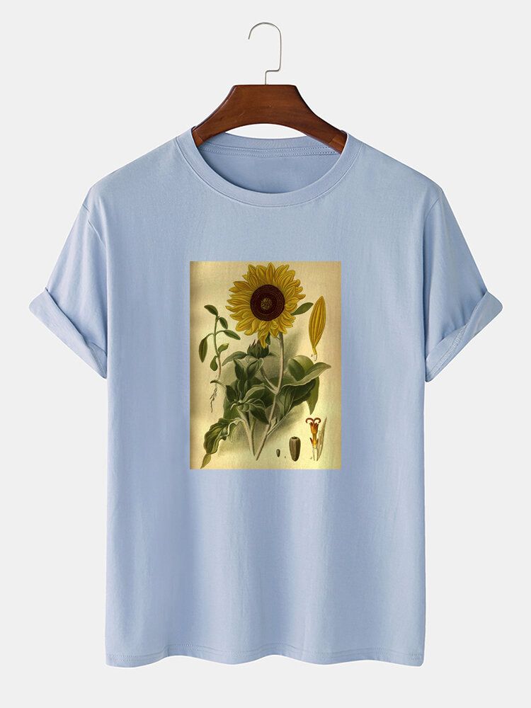 Herr 100% Bomull Med Blommönster Med Kortärmade T-shirts