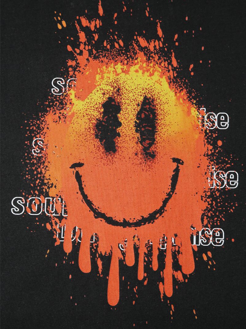 Herr 100% Bomull Påsk Smile Flame Print Letter Andas T-shirt