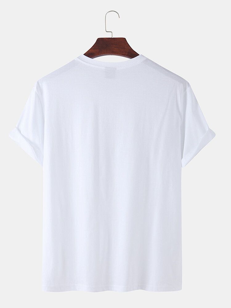 Herr 100% Bomull Skoghjortmålningstryck Kortärmad Casual T-shirt