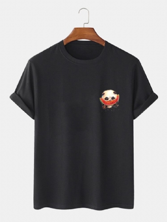 Herr 100% Bomull Tecknad Panda T-shirts Med Rund Hals Och Kort Ärm