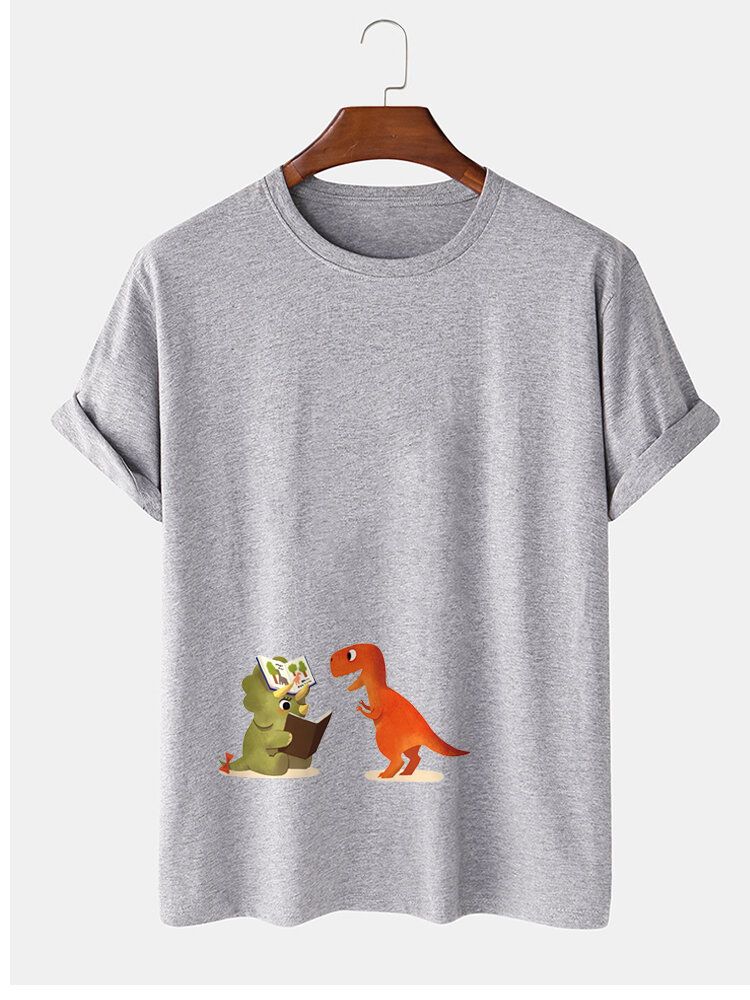 Herr 100% Bomull Tecknade Dinosaurietryck Kortärmade T-shirts