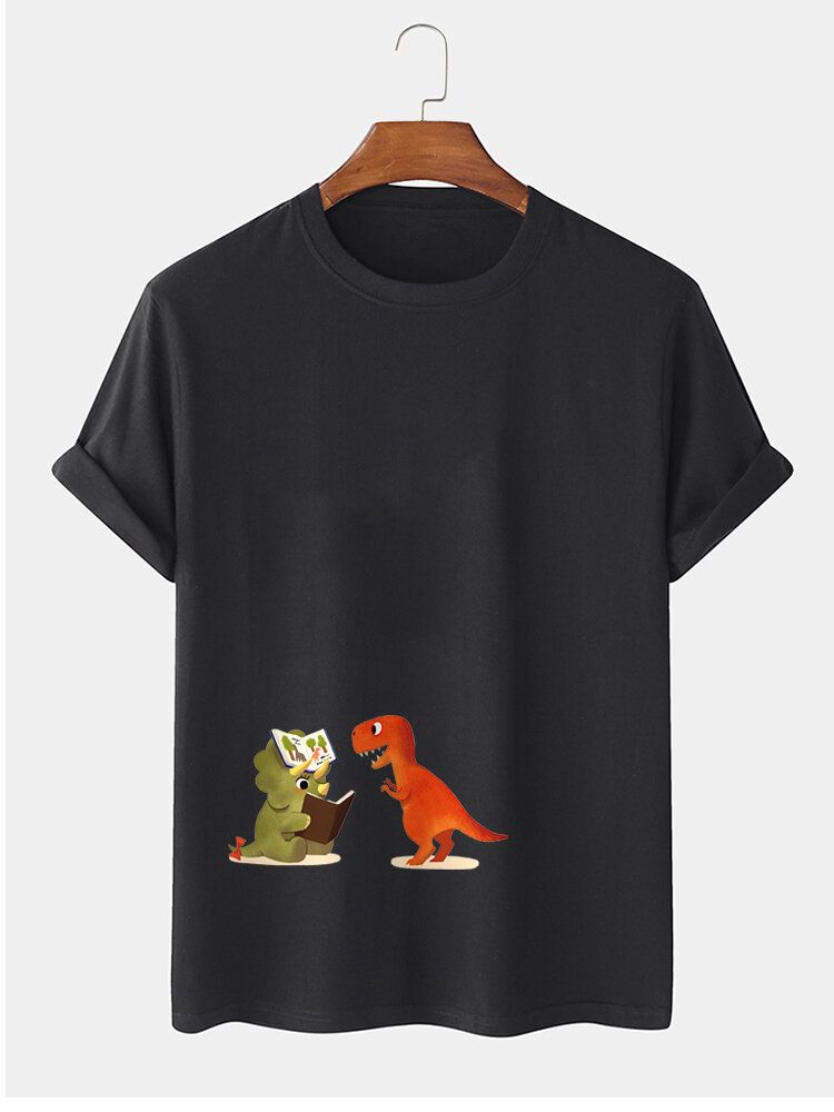 Herr 100% Bomull Tecknade Dinosaurietryck Kortärmade T-shirts