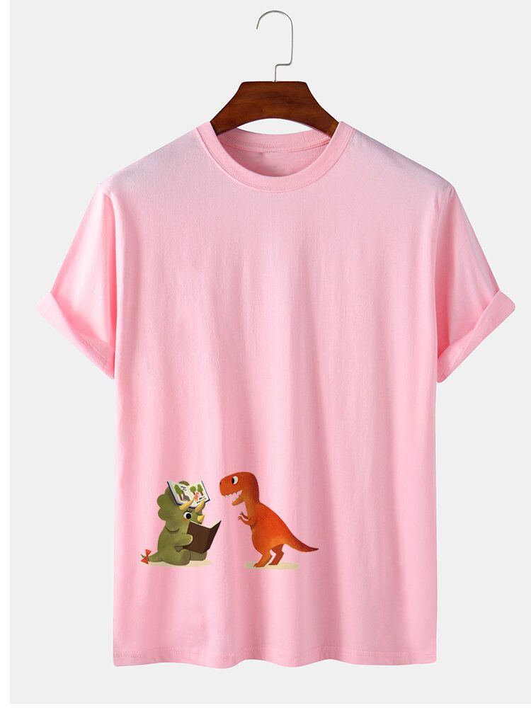 Herr 100% Bomull Tecknade Dinosaurietryck Kortärmade T-shirts