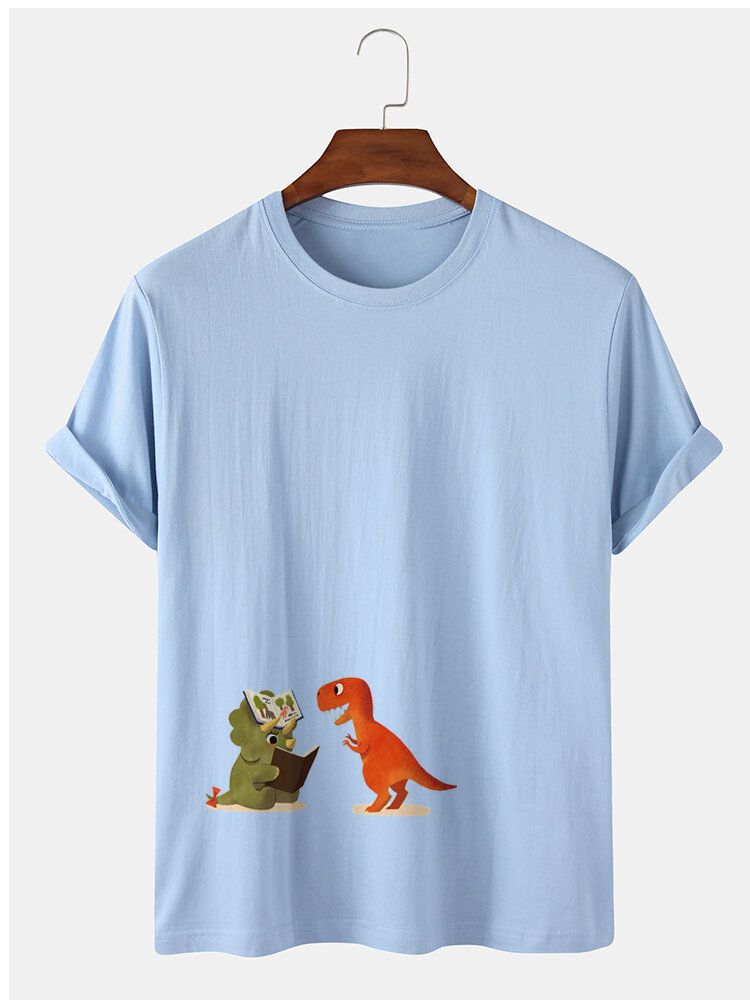 Herr 100% Bomull Tecknade Dinosaurietryck Kortärmade T-shirts