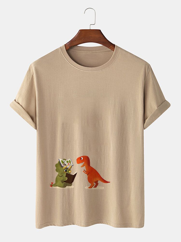 Herr 100% Bomull Tecknade Dinosaurietryck Kortärmade T-shirts