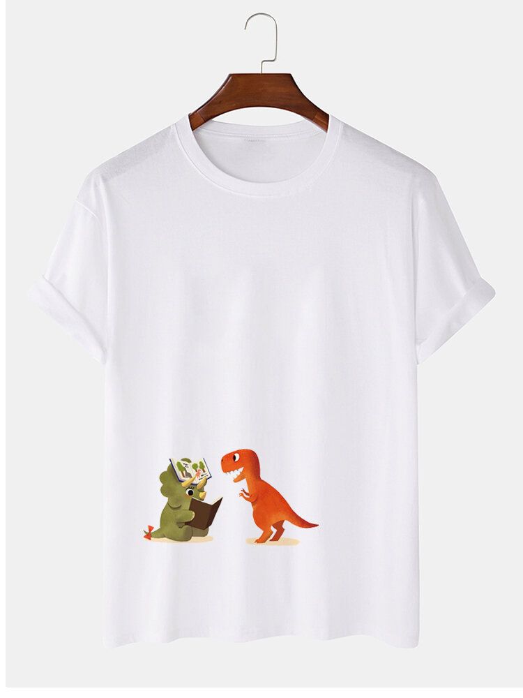 Herr 100% Bomull Tecknade Dinosaurietryck Kortärmade T-shirts